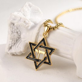 Adnix Star of David Chai Necklace 925 Sterling Silver Star of David Necklace for Men Gold Jewish Jewelry for Men Women