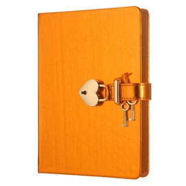 Victoria's Journals Heart Shaped diary with lock and Journal, Leather Cover, Lock diary for Girls and Women, Cute Notebook, Secret diary for girls size 13x18 cm, 320 pages (Orange)