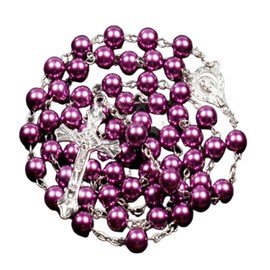 SZQCZB Rosary Bead Catholic Necklace-Purple