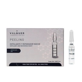 VALQUER Peeling Facial Exfoliante y Reparador de Noche en Ampollas. Renueva la Piel aportando Suavidad con Ácido Glicólico y Alfahidroxiácidos para Todo Tipo de Piel. Pack 5 unidades de 2 ml.