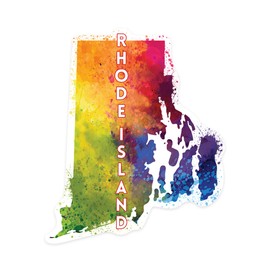 Die Cut Sticker Rhode Island, State Abstract Watercolor, Contour Vinyl Sticker 1 to 3 inches (Waterproof Decal for Cars, Water Bottles, Laptops, Coolers), Small