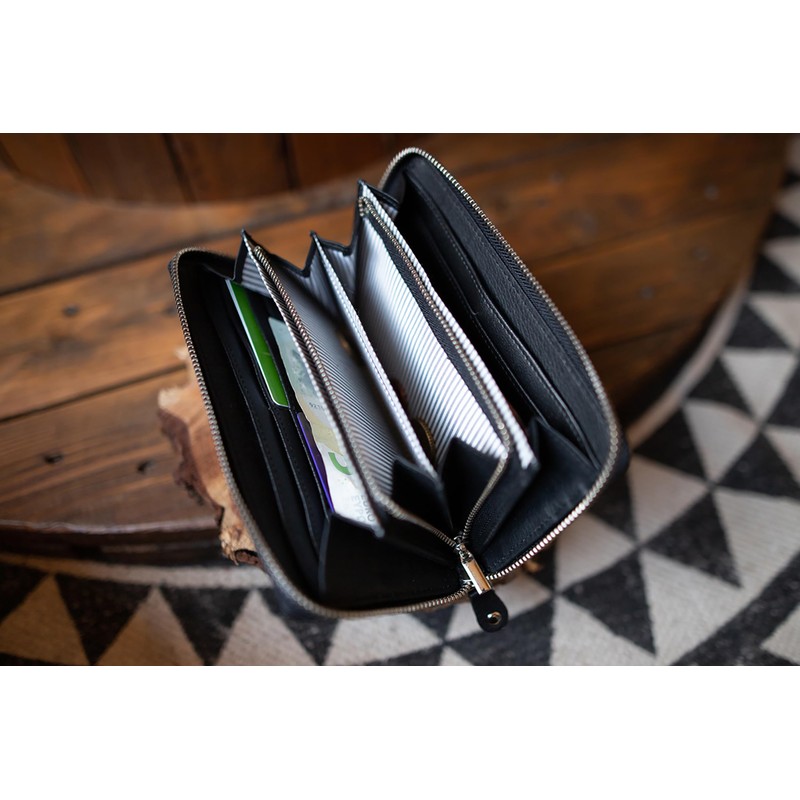 Gusti Iris Women's Leather Wallet Vintage Leather, black, Retro