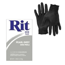Dye – Rit Powder Single Pack for Fabric Dye for Crafting, Clothing, and Décor – with Artisx Nitrile Gloves Included (Pearl Grey)