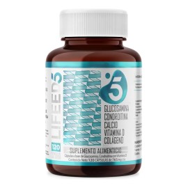 Suplemento Para Articulaciones, Huesos y Músculos Lifeed5 120 Cápsulas de Glucosamina, Condrotina, Calcio, Vitamina D y Colágeno Multivitaminico para Hombre y Mujer 120 Porciones