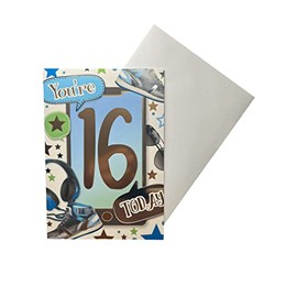 "Express Yourself" Birthday Card for Age 16 Boy - Includes Envelope - Sneakers and Sunglasses Design
