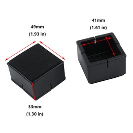 Antrader Silicon Furniture Chair Leg Feet Tips Covers,Sofa Non-Slip Table Leg Felt Pads,Wood Floor Protectors,Fit 2" x 2" Square Chair Legs, 8-Pack,Black