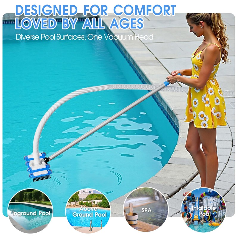 2025 TidyMister Pool Vacuum Head with Side Brushes and Wheels