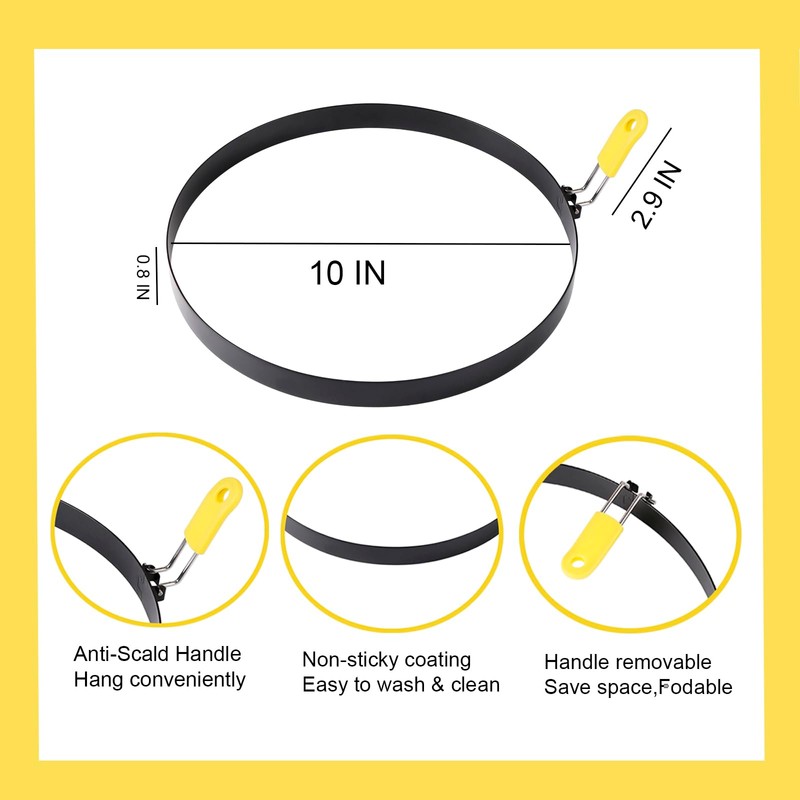 Extra Large 10 Inch Omelette Ring for Griddle, Stainless Steel