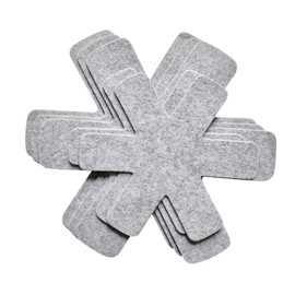 Fox Run Pots and Pans Protectors for Stacking, Set of 5 Grey Pan Liners, 2 Sizes