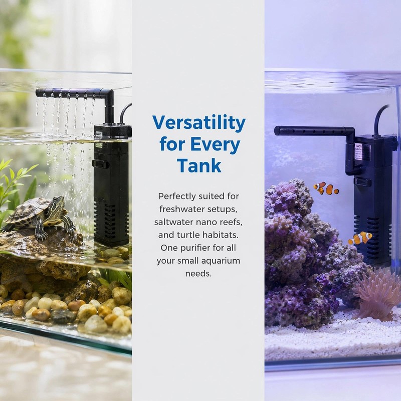 Internal Fish Tank Filter,300L/H Adjustable Flow Submersible Filters,Quiet Fish Tank