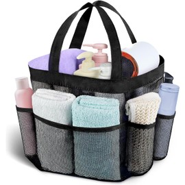 Portable 7-Pocket Dorm Shower Bag,1Pc Mesh Shower Caddy Tote Shower Caddy,Mesh Shower Caddy Toiletry Organizer Hanging Shower Tote Bag,Mesh Shower Caddy Mesh Shower Bag for College Dorm Room Essential