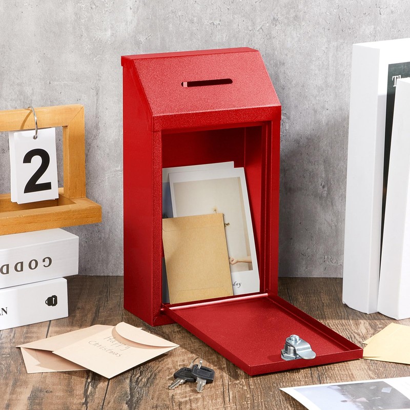 Yaocom Metal Donation Cash Box Collection Safe Suggestion Box with