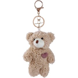 Calkkrer Cute Plush Keyring, Brown Bear Bag Pendant, Cuddly Toy Keychain, Car Keyring, Teddy Bear Pendant for Children Women, brown