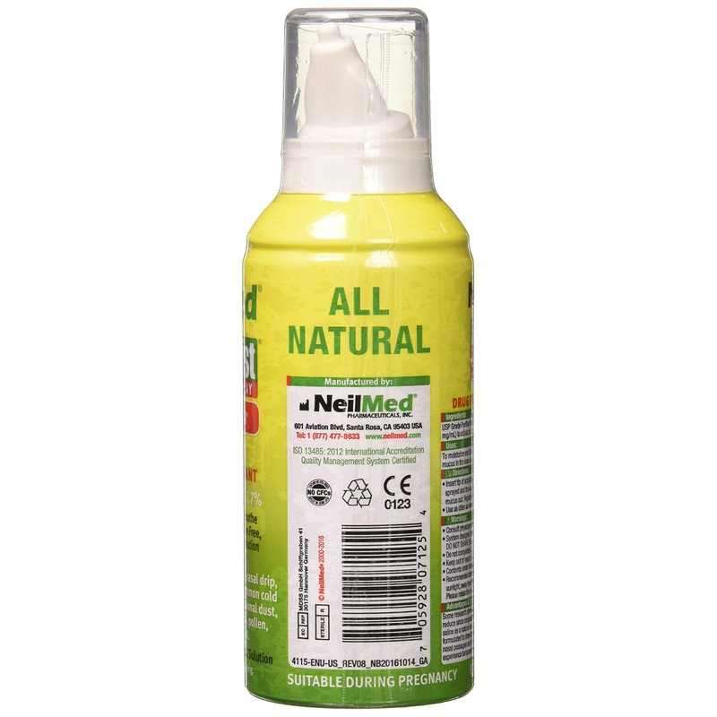 NeilMed NasaMist Hypertonic Extra Strength Saline Spray,Green 4.5 fl oz