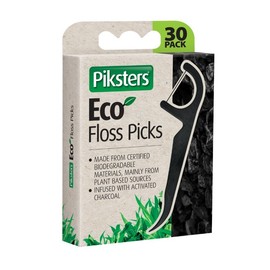 Piksters Eco Floss Picks Charcoal X 30