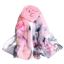 Pokeedioty Scarfs for Women Lightweight Fashion Floral Pattern Sheer Scarfs Shawl Wrap Scarves, Yh-44, 160*50 CM