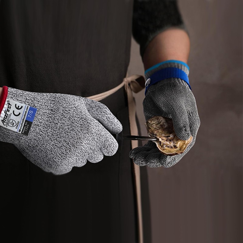 AmzFirst Cut Resistant Gloves Food Grade & Stainless Steel Mesh