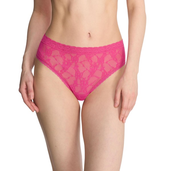 Natori Women's Bliss Allure One Size Lace Thong, Raspberry Glaze