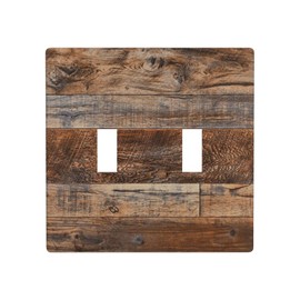 Brown Rustic Wood Double Light Switch Cover Plate 2 Gang Toggle Switch Plate Farmhouse Decorative Wall Plate Accessories, Standard Size, 4.5 x 4.5 Inch