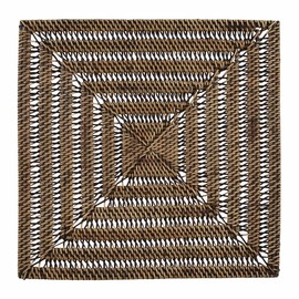 Split P Rattan Square Brown Rustic Charger Set of 4