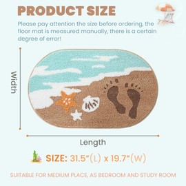 Loismood Seaside Beach Bathroom Rug Ultra Absorbent and Non Slip Bath Mat Machine Washable 31 x 20 Inches, Fluffy Carpet for Bath Tub, Bedroom and Living Room, Coast