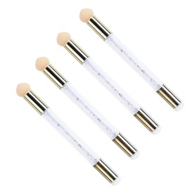 4Pcs White Nail Stamping Plate Set Silicone Sponge Brush Flower Polish Transfer Stencils Geometry Template Head Stamper Polishing Drawing Nail Art Accessories Pen DIY Nail Art Manicure Tool