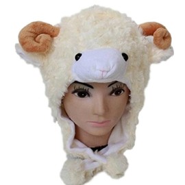 Egao Ichiban, Ten Kinds in All, Sheep, Bear, Elephant Animal Headgear, Warm & Fluffy Cap, Winter, Snow, Rain, & Wind Protection, Ear Protection, For Children, Women, Photo Shoots, Party Goods, Cosplay, Animal Headgear Series, A073-12, beige