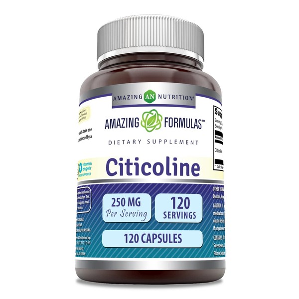 Amazing Formulas Citicoline 250mg 120 Capsules Supplement | Non-GMO | Gluten Free | Made in USA