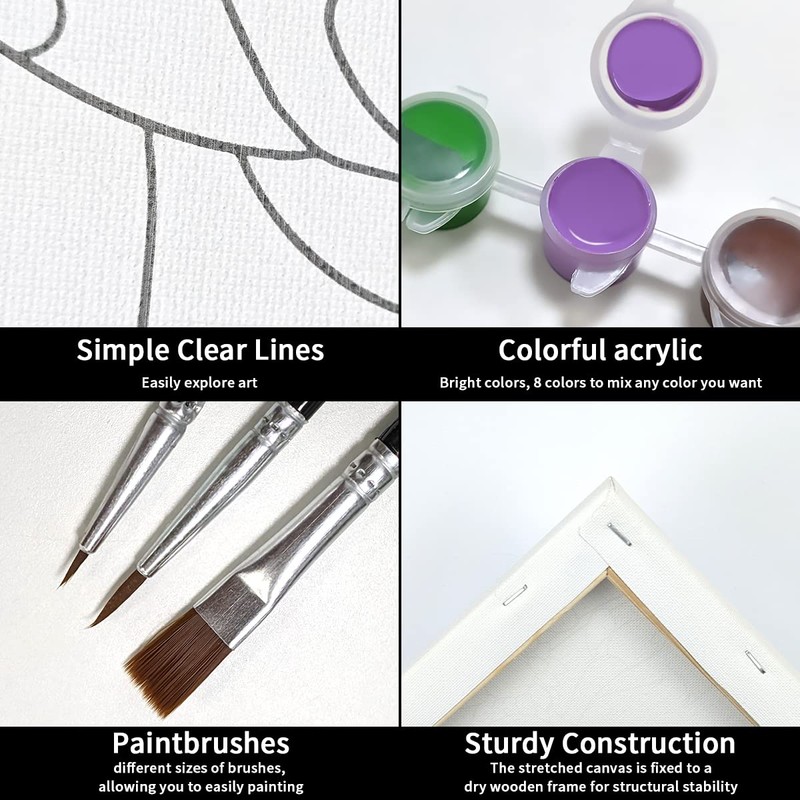 VOCHIC Couples Paint Party Kit Pre Drawn Canvas for Painting