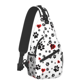 Dog Paws Print Sling Bag Crossbody Backpack For Women Men Hiking Travel Shoulder Pouch Small Daypack Casual One Strap Pack Lightweight Cross Chest Bag