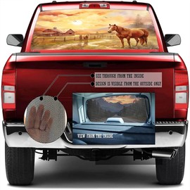 Gorgeous Horse Decals Rear Window Decals for Trucks Back Window Decal Sticker Sunset Rural Watercolor Animal Vintage Full Back Window Decals Stickers for Car Trucks SUV 66 x 22 inch