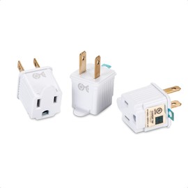 [UL Listed] Cable Matters 3-Pack 2 Prong to 3 Prong Outlet Adapter in White (3 Prong to 2 Prong Plug Adapter) - Allows a 2 Prong Outlet to Accept 3 Prong Plugs