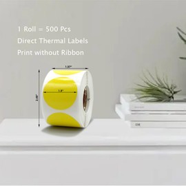 Hcode 1.5 Inches Direct Thermal Labels Self-Adhesive Circle Color Dot Blank Shipping Address Labels 500Pcs/Roll Compatible with Rollo & Zebra Desktop Printers
