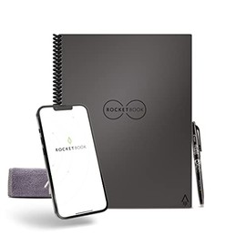 Rocketbook Smart Reusable Notebook - Dot-Grid Eco-Friendly Notebook with 1 Pilot Frixion Pen & 1 Microfiber Cloth Included - Deep Space Gray Cover, Letter Size (8.5" x 11") (EVR-L-K-A)