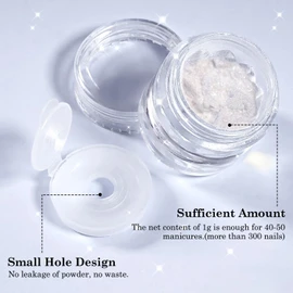 Polvo de uñas cromado blanco Aurora – Brillo espejo para uñas de gel
