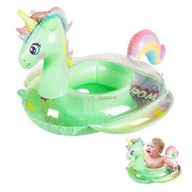 Baby Swimming Float, Baby Inflatable Pool Float with Seat for 6-36 Months, Baby Girl Inflatable Baby Swimming Ring Pool Float for Infant Toddler Kids 1-3 Years (Green Unicorn)