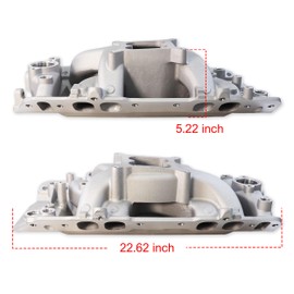 JGhyperX 7561 53026 air gap Intake Manifold Aluminum Dual Plane Compatible with Chevy Big Block 1966-2000 BBC 396 402 427 454 6.5L 6.6L 7.0L 7.4L V8 Engine
