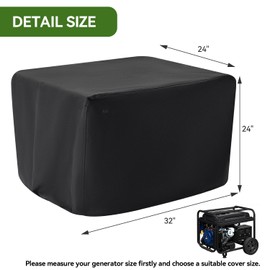 Waterproof Generator Covers for Outside, Heavy Duty Thicken 900D Polyester Fabric Portable Generator Covers Universal Fits for Most Generators 5000-10000 Watt, Black (32"L x 24"W x 24"H)