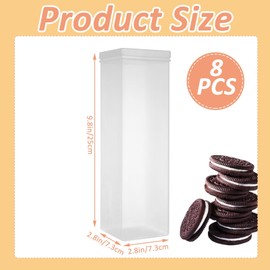 STARVAST 8 PCS Plastic Cookie Containers with Lid Airtight, Saltine Cracker Storage Keeper Cookie Holder Stay Fresh Square Sizes, Soda Container Bread Saver