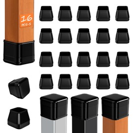 16Pcs Chair Leg Sliders, Furniture Sliders Chair Glides for Carpet/Hardwood Floor, Chair Leg Floor Protectors Chair Leg Covers Caps, Furniture Moving Pads Move Easy, Square, Black, Small