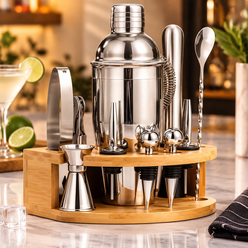 Stainless Steel Cocktail Shaker Set for Home Bartending – Complete