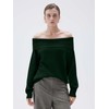 SUUKSESS Women Cashmere Off The Shoulder Sweater Oversized Ribbed Knit