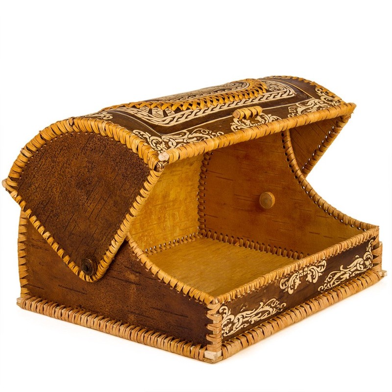 Handmade Natural Birch Bark Wooden Roll Top Bread Box Kitchen