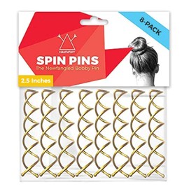 HAWWWY Gold Spiral Hair Pins - 8 Pack of 2.5 Inch Bobby Pins for Buns, Updos, and Messy Styles - Hair Accessories for Women and Kids - Twist Design for Thick or Fine Hair