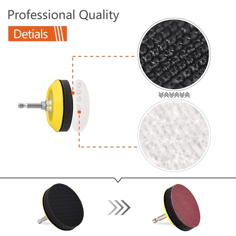 Tshya 100pcs 3inch Sanding Discs Pad with 2Pcs Sanding Sponge