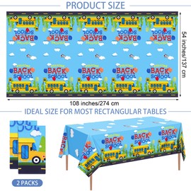 durony Welcome Back to School Party Tablecloth, 2 Pack Welcome Back to School Plastic Tablecloths Table Cover, 2 Pack First Day of School Party Banner for Back to School Party Supplies Decorations