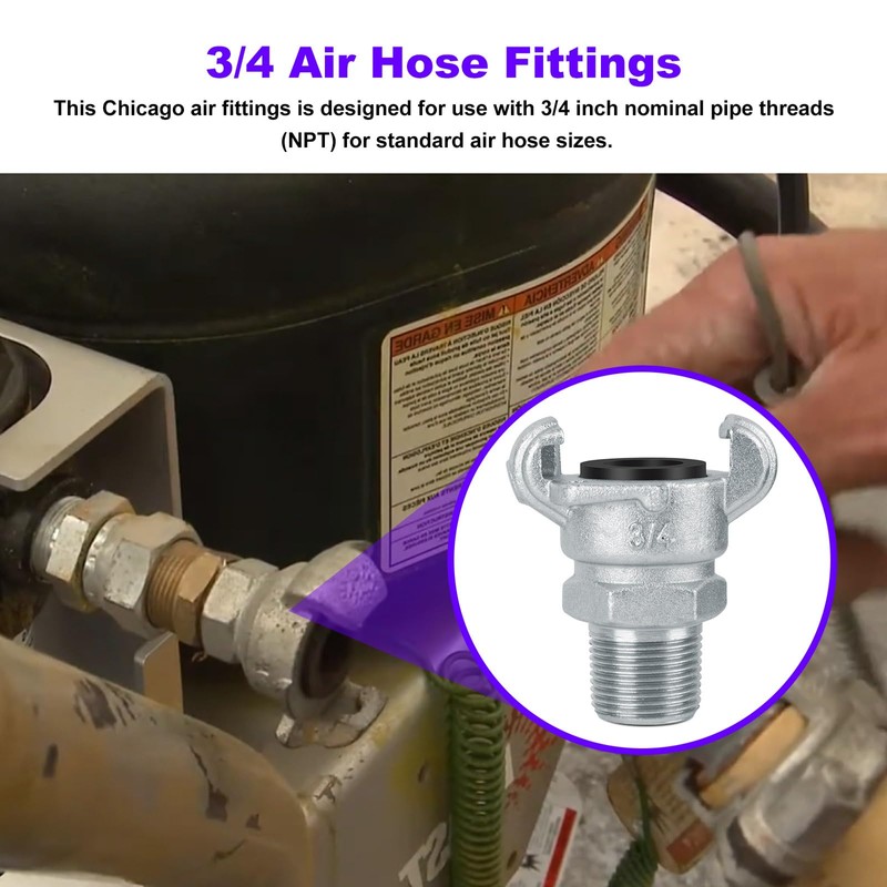 3/4 Chicago Air Fitting Replacement Air Hose Fitting, 0.75" NPT
