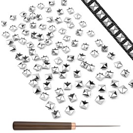 Notoke Pack of 100 Square Metal Rivets for Leather, Pyramid Spike Rivets, DIY Punk Rivets, for Bags, Clothes, Shoes, Leather Band, Coats, Gloves, Bracelets