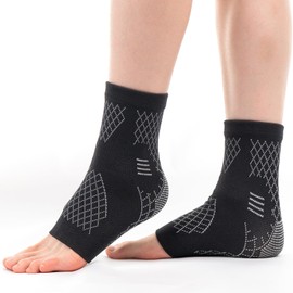 INDEEMAX 2 Pack Ankle Brace for Sprained Ankle, Arch Support Compression Sleeve Socks for Women & Men, Achilles Tendonitis Brace Wraps for Plantar Fasciitis, Foot Swelling Relief (Black, X-Large)