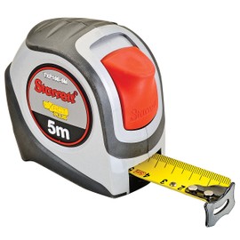 Starrett Exact Plus KTXP106-5M-N ABS Plastic Case Red Measuring Pocket Tape, Metric Graduation Style, 5m Length, 26.9mm Width, 1.58mm Graduation Interval,Silver Grey